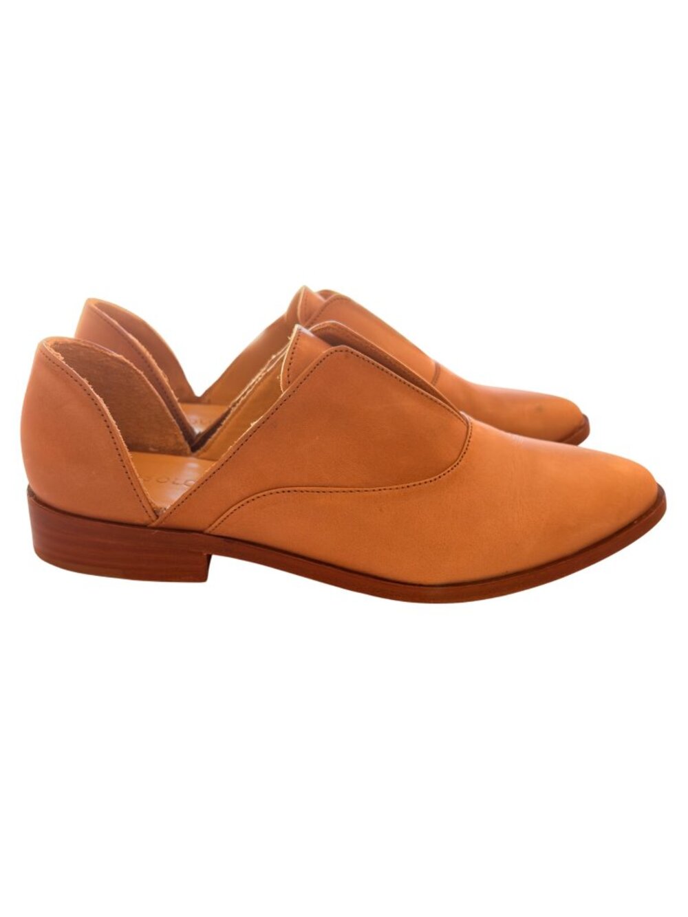 Nisolo Emma D'Orsay Oxford Tan Flats Sz 9.5 Anthropologie Academia Minimalist